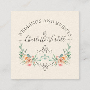 Carte De Visite Carré Mariage Et Planificateur D'Événements Logo De Scri