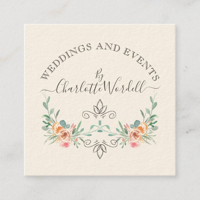 Carte De Visite Carré Mariage Et Planificateur D'Événements Logo De Scri (Devant)