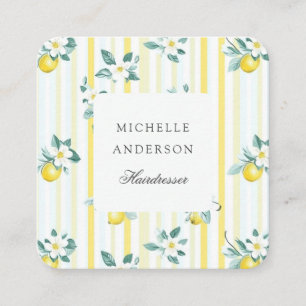 Carte De Visite Carré Mariage Shabby Chic Vintage Floral au Citron