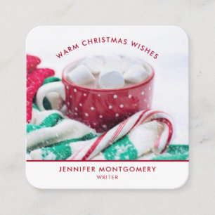 Carte De Visite Carré Marshmallows au cacao chaud & Noël Sucre de canne