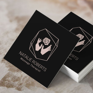 Carte De Visite Carré Massage Thérapie Healing Hands & Flower Géométriqu