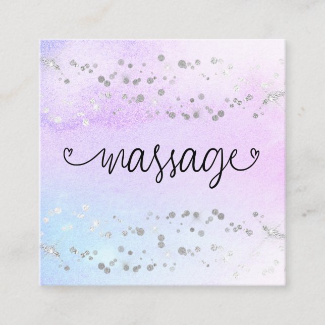 Carte De Visite Carré *~* Massage Thérapiste Pastel Rainbow Parties scin (Devant)