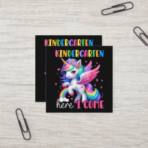 Carte De Visite Carré Maternelle j'arrive licorne rentrée scolaire