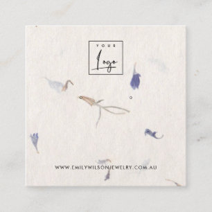 CARTE DE VISITE CARRÉ MAUVE PETAL MADE PAPIER STUD EARRÊT AFFICHER