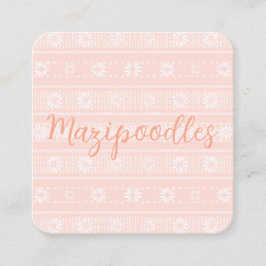 Carte De Visite Carré MAZIPOODLES Floral Striped Ribbed Knitting Name