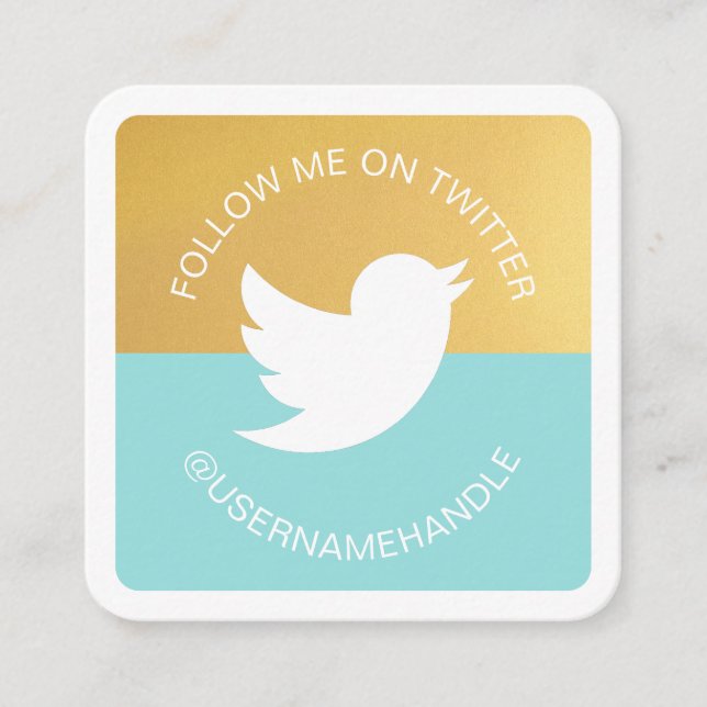 Carte De Visite Carré Médias sociaux modernes Twitter Suivez-moi photo (Devant)