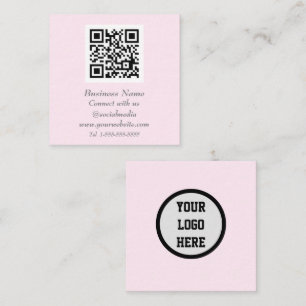 Carte De Visite Carré Médias sociaux professionnels QR Code scanner rose
