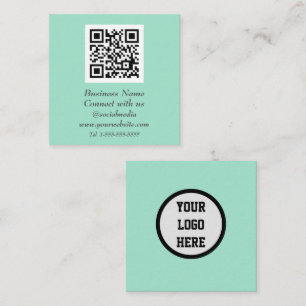 Carte De Visite Carré Médias sociaux QR Code numérisable Monnaie verte