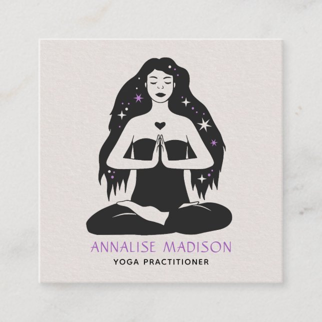 Carte De Visite Carré Méditation céleste mystique spirituelle Yoga (Devant)