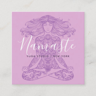 Carte De Visite Carré Méditation de mandala à fleurs roses instructeur d