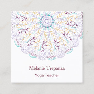 Carte De Visite Carré Méditation de Mandala yoga, fleur paisible
