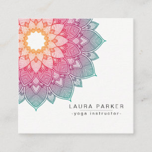 Carte De Visite Carré Méditation d'instructeur de yoga de mandala de