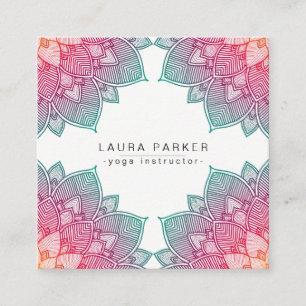 Carte De Visite Carré Méditation d'instructeur de yoga de mandala de
