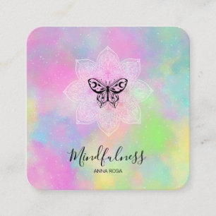 Carte De Visite Carré *~* Méditation Mandala Mindfult Yoga Papillon