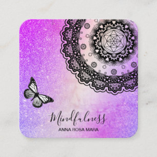 Carte De Visite Carré *~* Méditation Mandala Reiki Yoga. Papillon