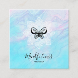 Carte De Visite Carré *~* Méditation Minceur Mandala Yoga Papillon 