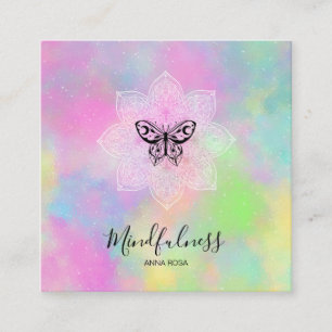 Carte De Visite Carré *~* Méditation Minceur Mandala Yoga Papillon
