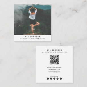 Carte De Visite Carré Méditation moderne Wellness Code QR spirituel