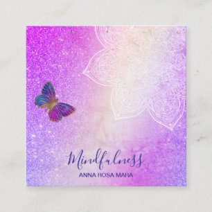Carte De Visite Carré *~* Méditation Reiki Yoga. Mandala papillon