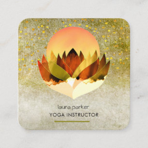 Carte De Visite Carré Méditation Yoga Green Lime Lotus Flower Massage