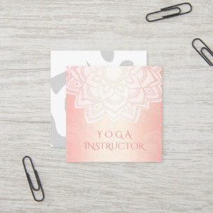 Carte De Visite Carré Méditation YOGA Instructeur Rose chic Gold Mandala