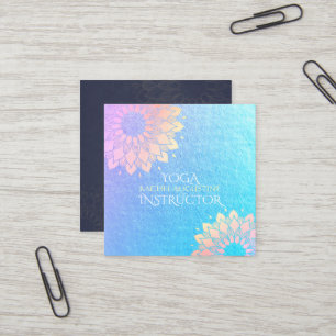 Carte De Visite Carré Méditation Yoga Instructeur Rose Gold Foil Mandala