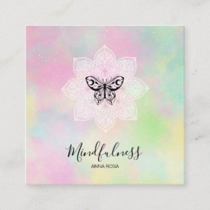 Carte De Visite Carré *~* Méditation Yoga Minceur Papillon Mandala 
