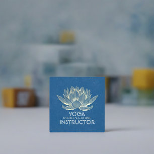 Carte De Visite Carré Méditation YOGA Reiki Instructeur Blue & Gold Lotu