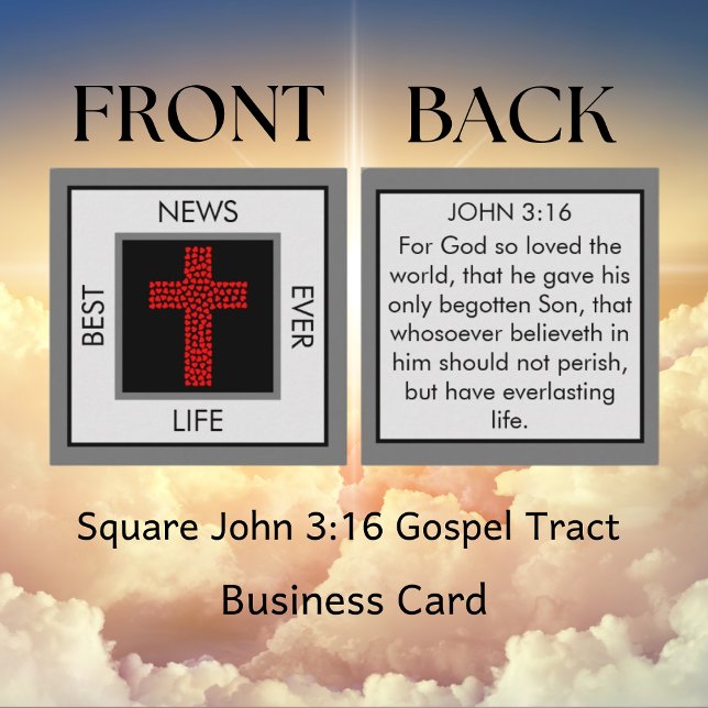 Carte De Visite Carré Meilleures nouvelles jamais John 3:16 Gospel Tract (Best News Ever Gospel Tracts)