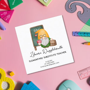 Carte De Visite Carré Mélange Aquarelle Gnomacher Enseignant Avec Pomme