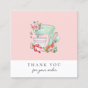 Carte De Visite Carré Mélangeur de gâteaux avec boulangerie à fleurs