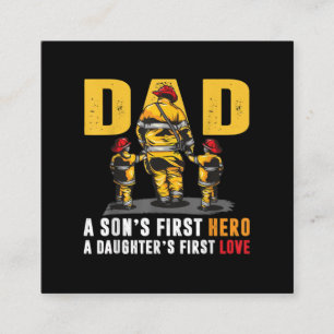 Carte De Visite Carré Mens Dad Sons First Hero Daughans First Love Fire