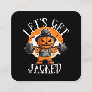 Carte De Visite Carré Mens Laissons Le Citrouille Jack-O-Lantern Enjoué