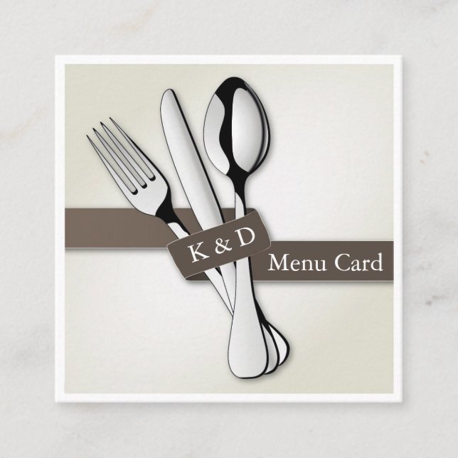 Carte De Visite Carré Menu/carte de être présent pour RSVP (Devant)
