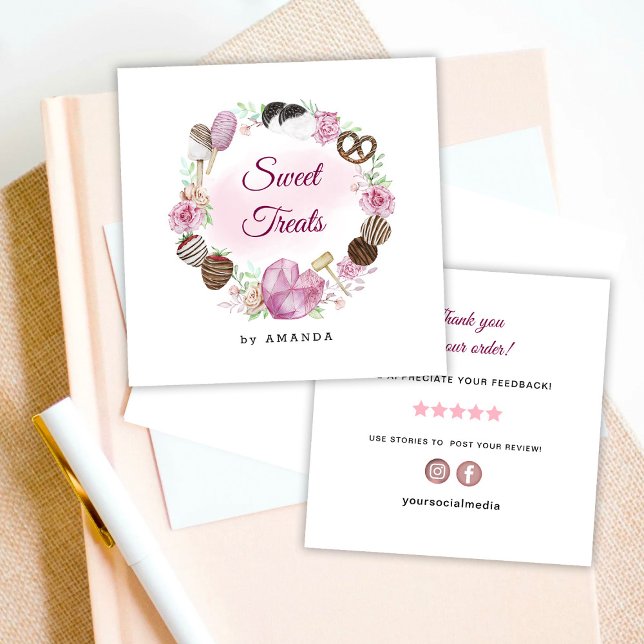 Carte De Visite Carré Merci de boulangerie douce (Créateur téléchargé)