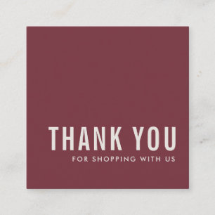 CARTE DE VISITE CARRÉ MERCI DE BURGUNDY MAROON MINIMAL SIMPLE