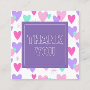 Carte De Visite Carré Merci de la journée Valentines Pink & Purple