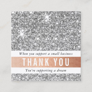 Carte De Visite Carré MERCI moderne glam luxe argent parties scintillant