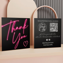 Merci moderne script commander neon rose Qr code