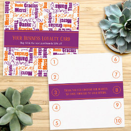 Carte De Visite Carré Merci multilingue Business Loyalty Punch