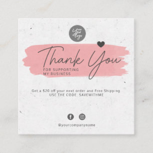 Carte De Visite Carré Merci pour soutenir mon entreprise