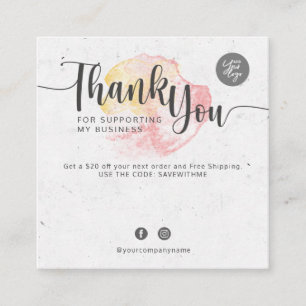 Carte De Visite Carré Merci pour soutenir mon entreprise