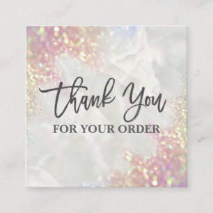 Carte De Visite Carré Merci pour votre achat Opal Parties scintillant Ma