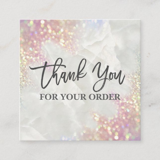 Carte De Visite Carré Merci pour votre achat Opal Parties scintillant Ma (Devant)