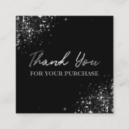 Carte De Visite Carré Merci Pour Votre Achat Parties scintillant Argent 