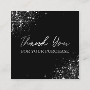 Carte De Visite Carré Merci Pour Votre Achat Parties scintillant Argent 