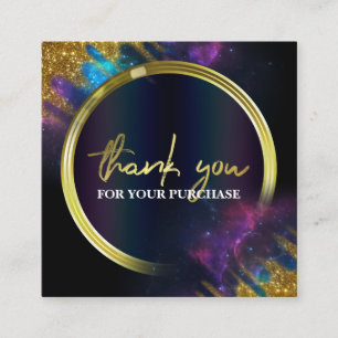 Carte De Visite Carré Merci Pour Votre Achat Parties scintillant Galaxy 