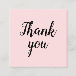 Carte De Visite Carré Merci rose pastel tendance fait main simple