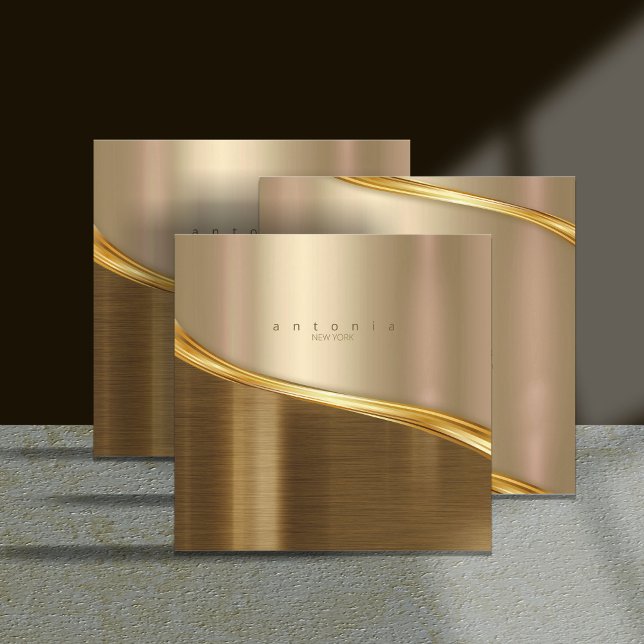 Carte De Visite Carré Métal Wave Gold Sq à deux tons ID806 (Créateur téléchargé)