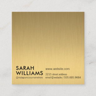 Carte De Visite Carré Métallique Or Professionnel Simple